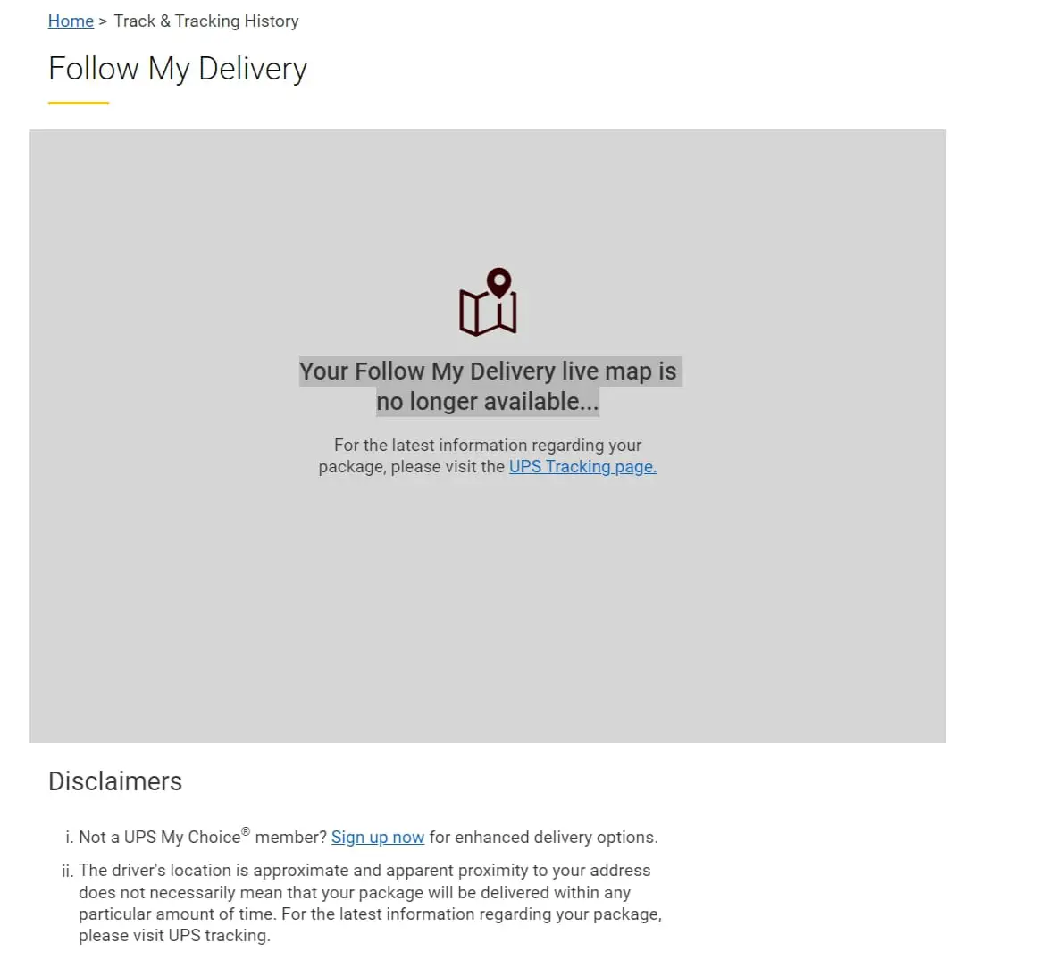 Why Follow My Delivery live map is no longer available